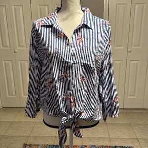 NWT Grand & Greene Crop Striped Floral Blouse